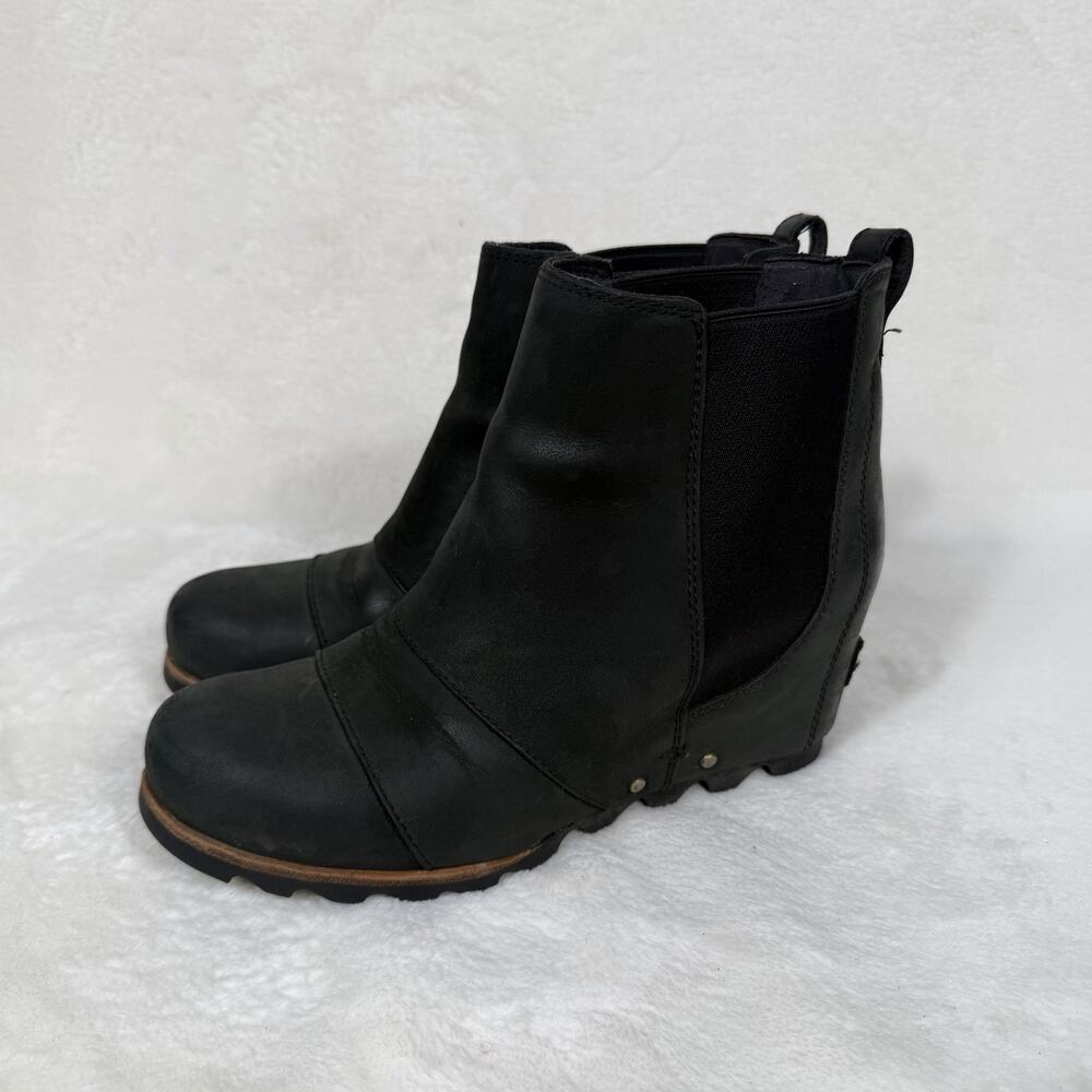 Sorel Black Leather Chelsea Boots Womens 7.5 Waterproof Lug Sole Outdoor Utility